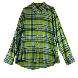 Ivy Crew Classics Button Down Shirt Men XXL Plaid Long Sleeve Casual Green Blue